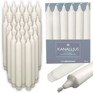 Kanalkerzen 30 Stk., Stearin, Ø 2,5 x H 20 cm, weiss Kanalkerzen 30 Stk., Stearin, Ø 2,5 x H 20 cm, weiss