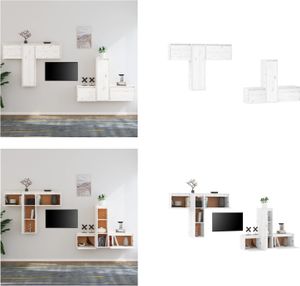 vidaXL TV Schränke 6 Stk. Weiß Massivholz Kiefer - TV-Schrank - TV-Schränke - TV-Schrank Holz - Hängeschrank