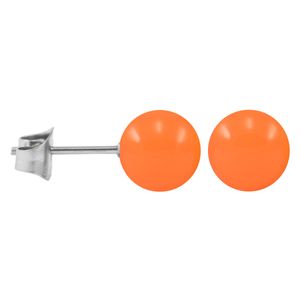 1 Paar 316L Chirurgenstahl Ohrstecker mit Acrylkugel in Neonfarbe Größe - 8 mm Farbe - Orange rund Ohrschmuck Ohrringe Ohrhänger