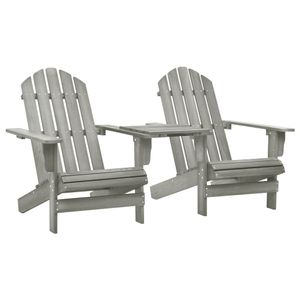 vidaXL Garten-Adirondack-Stühle mit Teetisch Massivholz Tanne Grau
