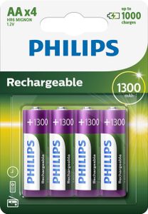 Nabíjecí baterie Philips AA - 4 kusy - NiMH - 1300 mAh - až 1000 nabití