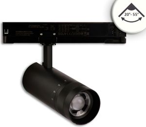 ISOLED 3-Phasen Schienen-Strahler fokussierbar, 24W, 20°-55°, schwarz matt, 4000K, DALI dimmbar
