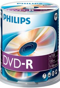 Philips DVD-Rohlinge, 120Min, 4.7GB, Speed 16x, Spindel (100 Disc)