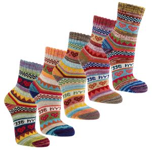 3 Paar bunte Norweger Socken mit schönem Hygge Muster mit 80% Baumwolle