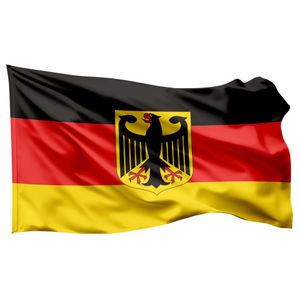 Deutschland Adler 150 x 90 cm Flagge - EM 2024 Fahne - Fanartikel - strapahrzierfähiges Polyester & Metallösen (90x150 mit Adler)