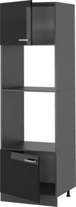 Vicco Mikrowellenschrank R-Line, 60 cm, Schwarz Hochglanz/Anthrazit