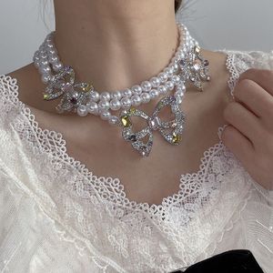Mehrschichtige Perlen-Choker-Halskette für Frauen-Anhänger-Ketten-Ketten u. Anhänger-Choker-Schmuck
