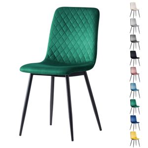 Esszimmerstühle LEXI im 4er Set, mit Samtbezug & Metallbeinen, Designerstuhl, Farbe: Smaragd-Grün