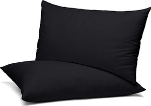 BEAUTEX 2er Set Kissenbezug, Kissenhülle aus gekämmter Baumwolle, Premium Jersey 160g/m², Größe und Farbe wählbar,Schwarz,40x80cm