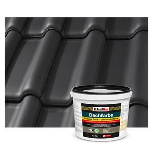 Isolbau Dachfarbe Schwarz 12 kg Sockelfarbe Fassadenfarbe Dachbeschichtung RAL Farbe
