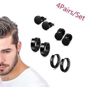 4 Paar Ohrringe-Set, sicherer beliebter Edelstahl-Hantel-Ohrstecker für Herren