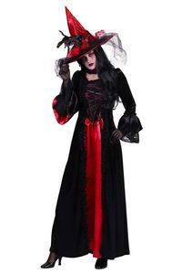 Halloween-Kleid Feronia schwarz rot Hexe Gothic, Groesse:XL