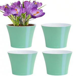 Santino Arte Pflanztöpfe 4er-Set Ø 16.5 cm, H 15 cm Menthol/Weiß