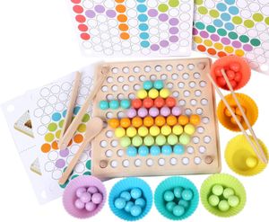 Holz Montessori Spielzeug,Clip Perlen Puzzle Brettspiele, Mathe Lernspielzeug,Kinder Vorschule Farben Sortier Stapelspielzeug für 3 4 5 Jahre alt Kinder