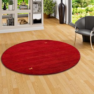 Natur Teppich Indo Nepal Gabbeh Shiva Rot Rund, Größe:120 cm Rund