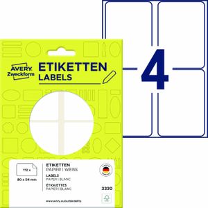 Avery Zweckform 3330, etykiety uniwersalne, 80 x 54 mm, 112 etykiet / 28 arkuszy, białe
