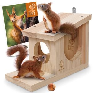 Eichhörnchen Futterhaus Spielhaus aus Massivholz, 100% Wetterfest