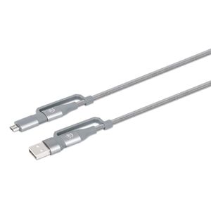 MANHATTAN 4-in-1 USB-Sync-/Ladekabel USB-C/A/Micro B 1m grau