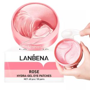 LANBENA Premium Hydrogel Augenpads langanhaltend kühlende Augen Gel Pads mit Rosenextrakt, Hyaluron, straffende, 60 Stück