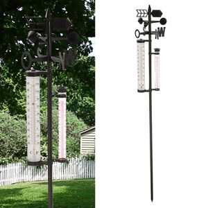 Garten Wetterstation Barometer Regenmesser Thermometer Windgeschwindigkeit 150cm