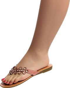 Glitzer Sandalen Zehentrenner 1178, Farbe:Strand - Rosa, Größe:40 EU