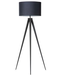 BELIANI Stehlampe Schwarz Metall 156 cm runder Stoffschirm Dreibeinig langes Kabel mit Schalter Modernes Design