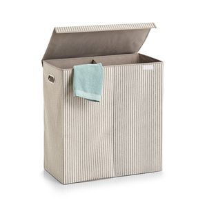 Zeller Wäschesammler "Stripes", 2-fach, Vlies, beige, 61,5 x 31 x 63 cm