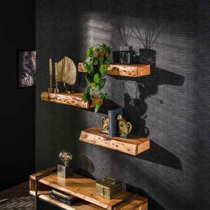 Hoyz Collection – Wandregal Baum – Schubladen – Akazienholz – 3er-Set