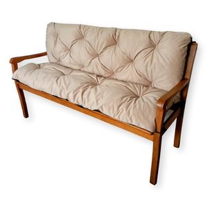 4L Textil Gartenbankauflage Sitzkissen und Rückenkissen Hollywoodschaukel Auflage (120x60x50 cm, Beige)