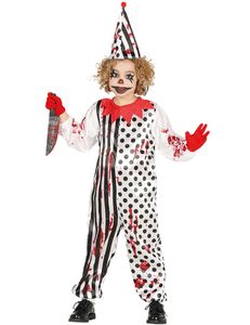 Horror Zombie Clown Kostüm für Kinder Gr. 110 - 146, Größe:140/146