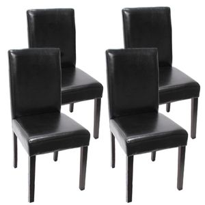 4er-Set Esszimmerstuhl Stuhl Küchenstuhl Littau  Leder, schwarz dunkle Beine