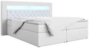 Boxspringbett - Doppelbett mit Multipocket-Matratze und Topper - Polsterbett mit Bettkasten - Stauraumbett - GOLD 6 - Weiß - 180 x 200 Boxspringbett - Doppelbett mit Multipocket-Matratze und Topper - Polsterbett mit Bettkasten - Stauraumbett - GOLD 6 - Weiß - 180 x 200