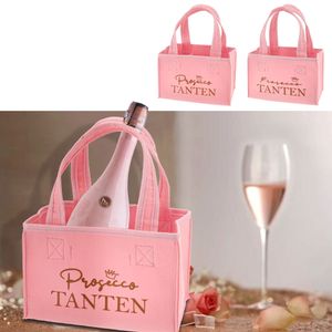 Flaschenträger "Prosecco Tanten" rosa 2 Motiven Filz Tasche Tragetasche Filztasche Flaschentasche