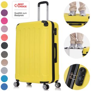 Flexot® F-2045 Koffer Reisekoffer Hartschale Hardcase Doppeltragegriff mit Zahlenschloss Gr. XL Farbe Gelb