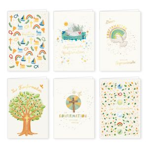 PremiumLine Glückwunschkarten zur Konfirmation 6 Karten Set inkl. Umschlag Konfirmationskarten 11,5 x 17,5 cm gedruckt auf umweltfreundlichem Naturkarton