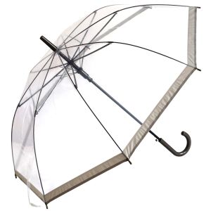 Regenschirm Transparent Durchsichtig Automatiköffnung Farbrand Grau