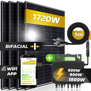 Solaranlage Balkonkraftwerk Set 1720W/1800W, Monokristallin, (E-Star Micro Inverter 1800W, 5m Anschlusskabel, Solarkabel