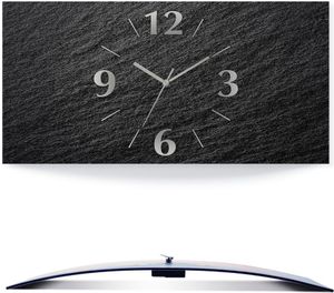 ARTland Wanduhr, gebogen Quarzuhr - silberne Zeiger Schieferoptik Größe: 50x25 cm