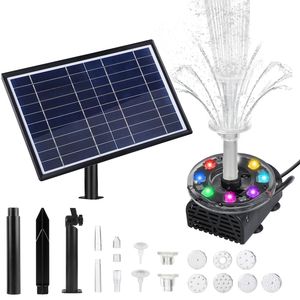 Speed Solar Springbrunnen 7W mit RGB LED,Eingebaute 3000mAH Batterie 230L/H Solar schwimmender Fontäne Pumpe für Gartenteich Oder Fisch-Behälter Springbrunnen Vogelbad