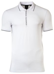 A|X ARMANI EXCHANGE Herren Poloshirt - Hidden Buttons, Cotton Stretch Weiß M