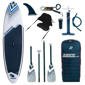 Gladiator Stand Up Paddling Board Set "Origin White-Edition 2023" mit Kajak-Sitz Befestigung, 10'8 Allround Board