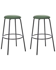 BELIANI Sada 2 barových židlí smaragdově zelené kulaté sametové sedadlo bez opěradla černé ocelové nohy moderní design jídelna