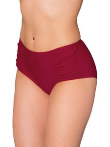Aquarti Damen Bikinihose Hotpants mit seitlichen Raffungen, Farbe: Dunkelrot, Größe: 38