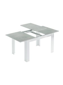 Midland ausziehbarer Tisch, ausziehbarer Esstisch, ausziehbarer Esstisch mit Verlängerung, cm 140 / 190x90h78, Beton und Weiß