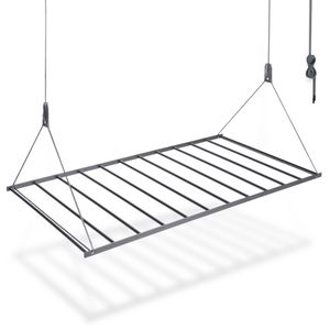 Natural Goods Berlin platzsparender Wäscheständer SWING, Deckenwäscheständer aus robustem Stahl, Stabiler Wäscheständer Decke, Deckenwäschetrockner mit raumsparendem Design, Schwarz