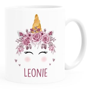 Kindertasse Keramik Bär Fuchs Einhorn mit Namen Namenstasse Tiermotive personalisierte Geschenke SpecialMe® Einhorn weiß standard