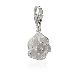 NKlaus Damen Charm-Anhänger Rose Blume 925 Silber 10x10mm Amulett für Bettelarmband 13239
