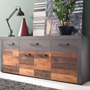trendteam Wohnen Sideboard Indy Graphit Grau Matera-Old Wood NB/Old Wood NB 178 x 76 x 40 cm