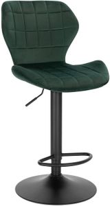 WOLTU Barová stolička Sada 1 Výškovo nastaviteľná stolička 60-82 cm 360° Otočná stolička s opierkou na chrbát Opierka na nohy Zamatová kovová barová stolička Stolička na státie Tmavo zelená