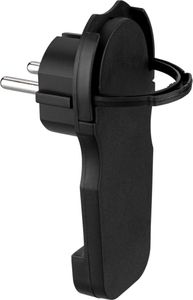 Flachstecker mit Griff schwarz 7mm 2P+Z 16 A, 3500W Mit Erdung
